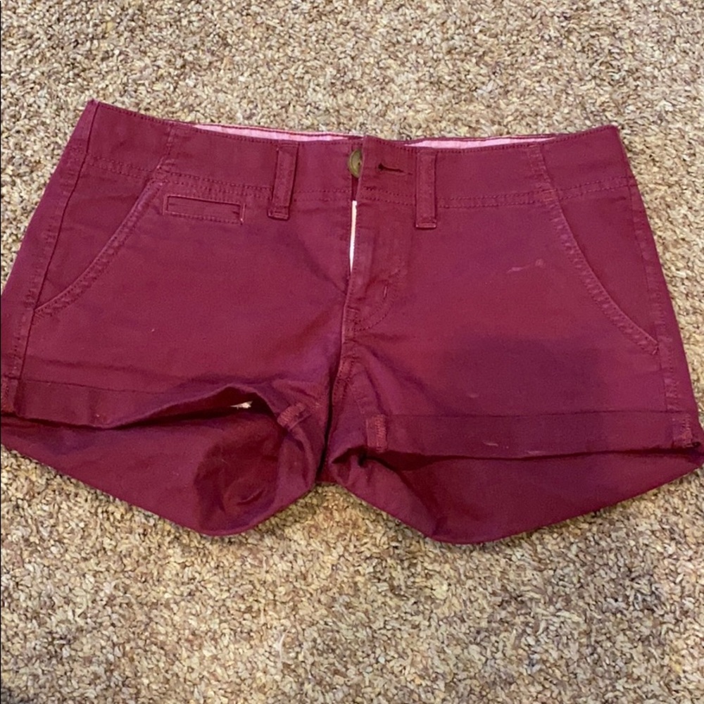 Maroon jean shorts